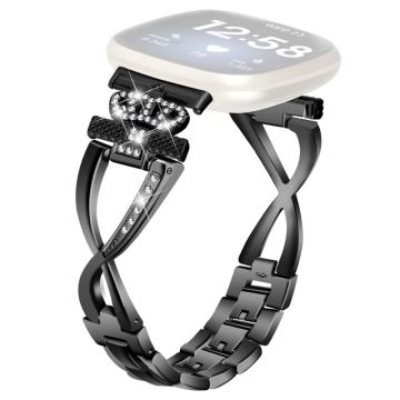 Fitbit Sense 2 / Versa 4 crown rhinestone décor alloy strap - Black