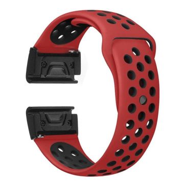 Garmin Fenix 5 / Forerunner 935 22mm two-tone silicone watch band - Red / Black