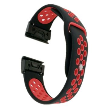 Garmin Fenix 5 / Forerunner 935 22mm two-tone silicone watch band - Black / Red