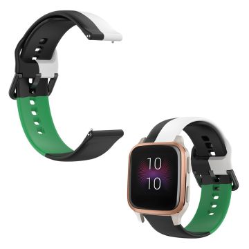 20mm three color silicone watch strap for Garmin watch - Black / White / Green