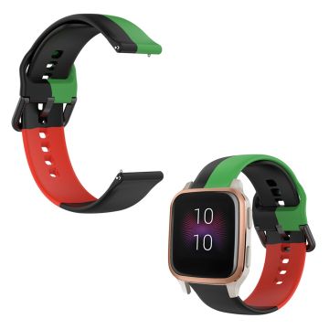 20mm three color silicone watch strap for Garmin watch - Black / Green / Red