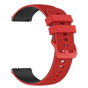 20mm dual color grid texture silicone watch strap for Garmin watch - Red / Black