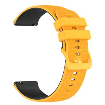 20mm dual color grid texture silicone watch strap for Garmin watch - Yellow / Black