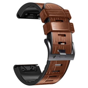 22mm Crocodile texture leather watch strap for Garmin watch - Brown