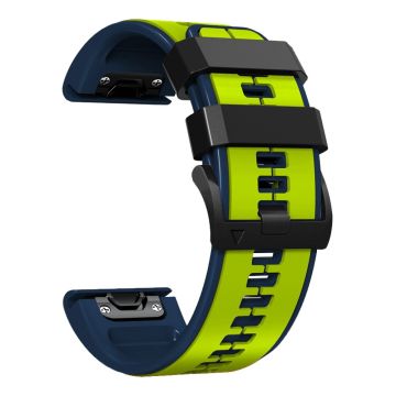 26mm dual color silicone watch strap for Garmin and Coros watch - Lime / Blue