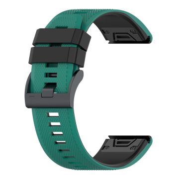 26mm dual color textured silicone watch strap for Garmin watch - Cyan / Black