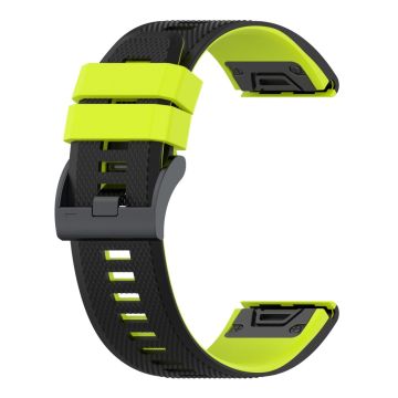 26mm dual color textured silicone watch strap for Garmin watch - Black / Lime