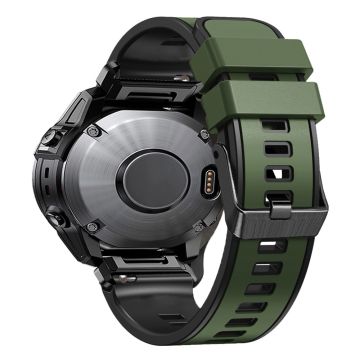 Dual-color silicone watch strap for Garmin Watch - Army Green / Black