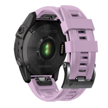 26mm silicone strap for Garmin watch with black buckle - Light Purple