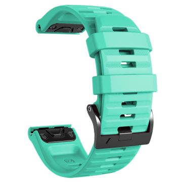 26mm simple stripe silicone strap with black buckle for Garmin watch - Teal Green