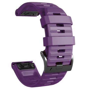 26mm simple stripe silicone strap with black buckle for Garmin watch - Purple