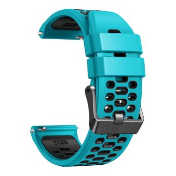 24mm dual color silicone watch for Suunto and Fossil watch - Sky Blue / Black