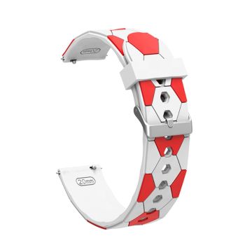 20mm Universal soccer ball silicone watch strap - White / Red