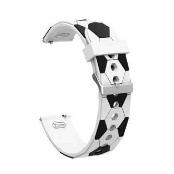 20mm Universal soccer ball silicone watch strap - White / Black