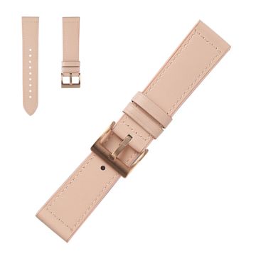 22mm stitching décor leather watch band - Light Pink