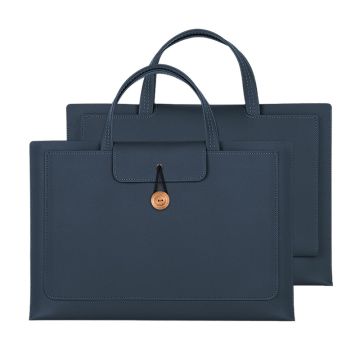 Vegan Leather Handbag for 13 / 13.3 / 13.6 / 14 " Laptops Protection Sleeve 3-Layer Notebook Computer Storage Bag - Sapphire