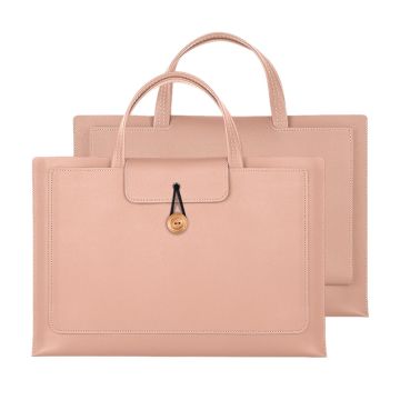 Vegan Leather Handbag for 13 / 13.3 / 13.6 / 14 " Laptops Protection Sleeve 3-Layer Notebook Computer Storage Bag - Pink