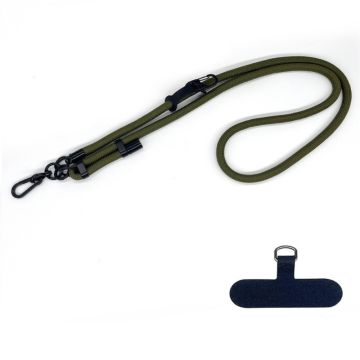 Polyester Adjustable Neck/Shoulder Lanyard with Phone Strap - Blackish Green