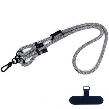 Adjustable Polyester Rope Phone Strap with High-Grade Patch Grey