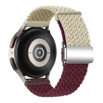 Huawei Watch GT 3 42mm / GT 3 Pro 43mm Universal 20mm Woven Strap Magnetic Silver Buckle Watch Band - Starlight+Wine Red