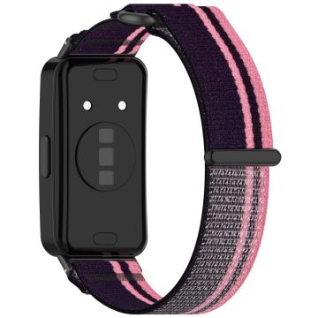 Huawei Band 9 / Band 9 NFC / Band 8 / Band 8 NFC Strap Nylon Sport Loop Watch Bands - Pink+Purple