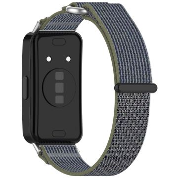 Huawei Band 9 / Band 9 NFC / Band 8 / Band 8 NFC Strap Nylon Sport Loop Watch Bands - Green+Grey