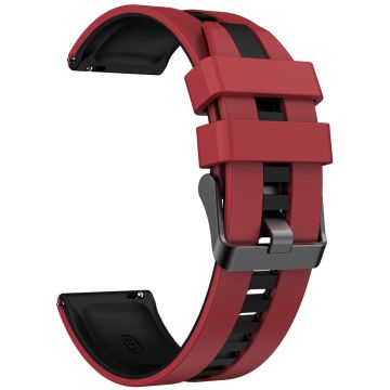 Huawei Watch GT 3 42mm / GT 3 Pro 43mm Universal 20mm Smartwatch Strap Silicone Wrist Band - Dark Red+Black