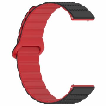 Huawei Watch GT 3 42mm / GT 3 Pro 43mm Universal 20mm Watch Strap Dot Pattern Magnetic Silicone Band - Black+Red