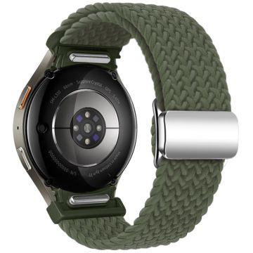 Samsung Galaxy Watch 20mm Braided Watch Band Magnetic Strap - Dark Olive Green