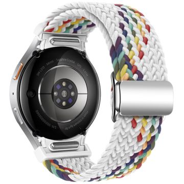 Samsung Galaxy Watch 20mm Braided Watch Band Magnetic Strap - White Rainbow