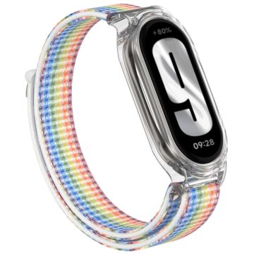 Xiaomi Mi Band 9 / Smart Band 8 Watch Band Nylon Loop Wrist Strap with Bump Resistant Watch Case - Rainbow