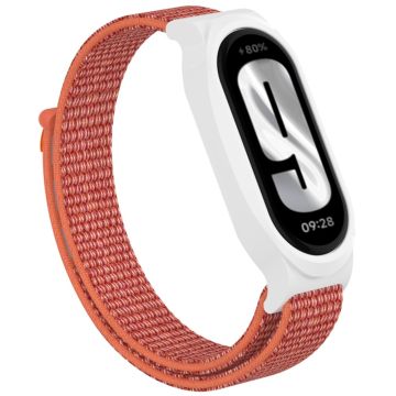 Xiaomi Mi Band 9 / Smart Band 8 Watch Band Nylon Loop Wrist Strap with Bump Resistant Watch Case - Rose Red