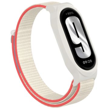 Xiaomi Mi Band 9 / Smart Band 8 Watch Band Nylon Loop Wrist Strap with Bump Resistant Watch Case - Milk White