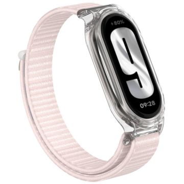 Xiaomi Mi Band 9 / Smart Band 8 Watch Band Nylon Loop Wrist Strap with Bump Resistant Watch Case - Pearl Pink