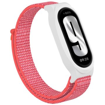 Xiaomi Mi Band 9 / Smart Band 8 Watch Band Nylon Loop Wrist Strap with Bump Resistant Watch Case - Hibiscus Pink