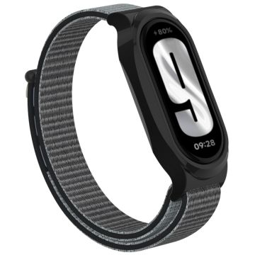 Xiaomi Mi Band 9 / Smart Band 8 Watch Band Nylon Loop Wrist Strap with Bump Resistant Watch Case - Iron Grey