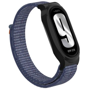 Xiaomi Mi Band 9 / Smart Band 8 Watch Band Nylon Loop Wrist Strap with Bump Resistant Watch Case - Midnight Blue