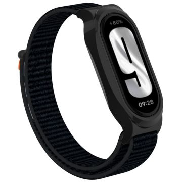 Xiaomi Mi Band 9 / Smart Band 8 Watch Band Nylon Loop Wrist Strap with Bump Resistant Watch Case - Deep Black