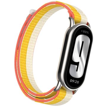 Xiaomi Mi Band 9 / Smart Band 8 Watch Strap Nylon Loop Adjustable Wrist Band - White+Yellow