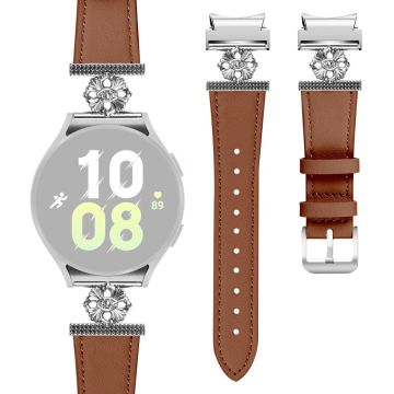 Samsung Galaxy Watch7 44mm / 40mm Watch Band Genuine Cow Leather Strap with Seamless Connector - Brown