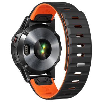 Silicone Strap Garmin Fenix 8 51mm / Enduro 3 / Enduro 2 26mm Quick Release Magnetic Watch Band - Black+Orange