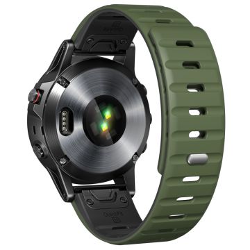 Silicone Strap Garmin Fenix 8 51mm / Enduro 3 / Enduro 2 26mm Quick Release Magnetic Watch Band - Army Green+Black