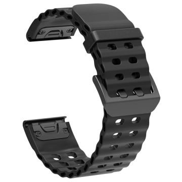 26mm Silicone Strap Garmin Fenix 8 51mm / Enduro 3 / Enduro 2 Quick Release Ocean Watch Band - Black