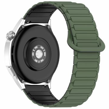 Samsung Galaxy Watch7 44mm / 40mm / Watch FE 40mm / Watch6 40mm / 44mm Silicone Band Dual Color 20mm Magnetic Watch Strap - Army Green / Black