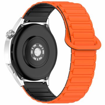 Huawei Watch GT 5 Pro 46mm / GT 5 46mm / Watch 4 / Samsung Galaxy Watch3 45mm Silicone Band 22mm Magnetic Watch Strap - Orange / Black