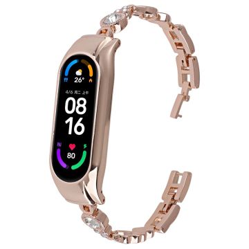 Xiaomi Mi Band 5 / 6 Metal Bracelet Rhinestones Decor Wristband Strap - Rose Gold