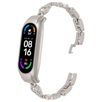 Xiaomi Mi Band 5 / 6 Metal Bracelet Rhinestones Decor Wristband Strap - Starlight Color