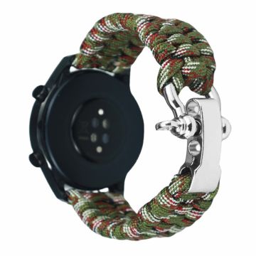 Huawei Watch GT4 46mm / Samsung Galaxy Watch3 45mm Watch Strap 22mm Braided Rope Wrist Band - Green Camouflage