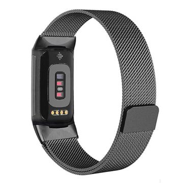 KALEBOL Series Fitbit Charge 4 / 3 Watch Band Stainless Steel Milanese Mesh Strap Bracelet - Black