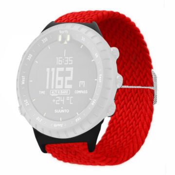 Suunto Core Watch Band Stretchy 22mm Soft Nylon Elastic Braided Strap - Red